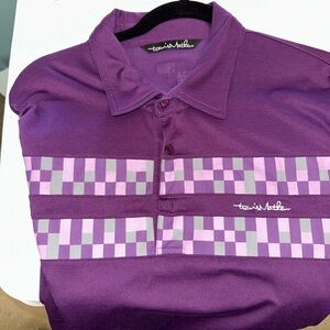 Travis Mathew Purple Checkered Polo Shirt XXL